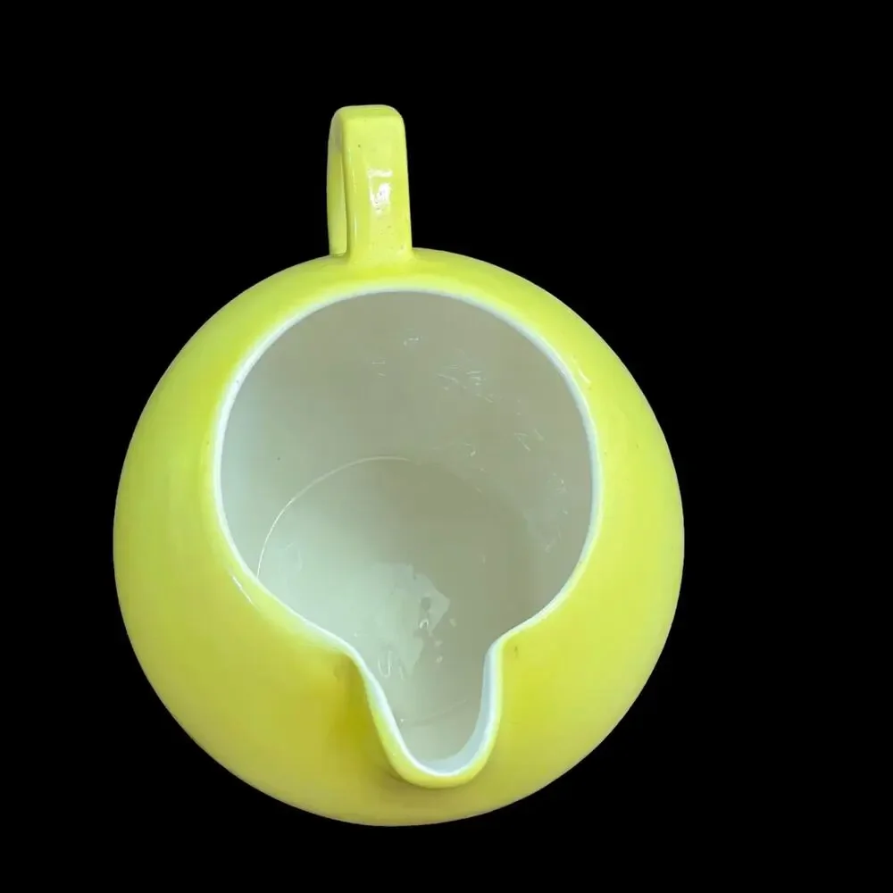 Vintage Yellow Ball Creamer Pitcher Czechoslovakia Mid Century Art Deco READ